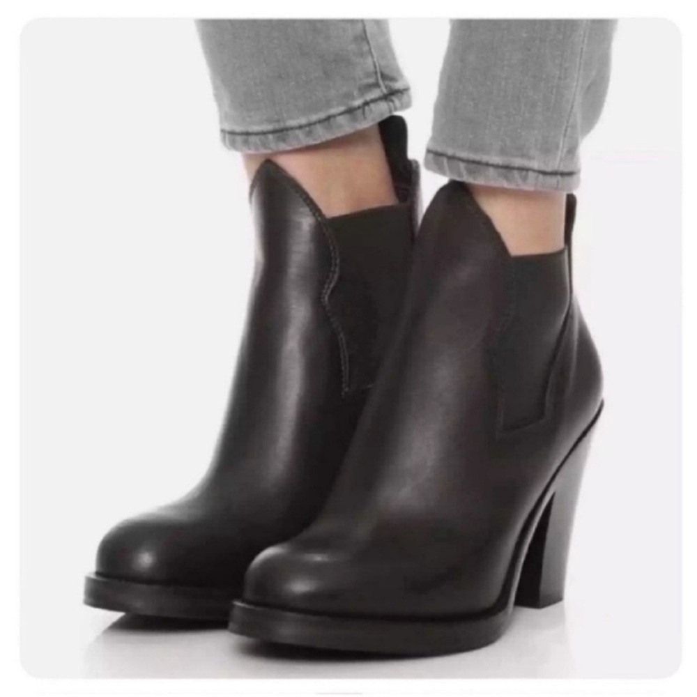 Acne Studios Women's Black Leather High Heel Chelsea Boot Size 37